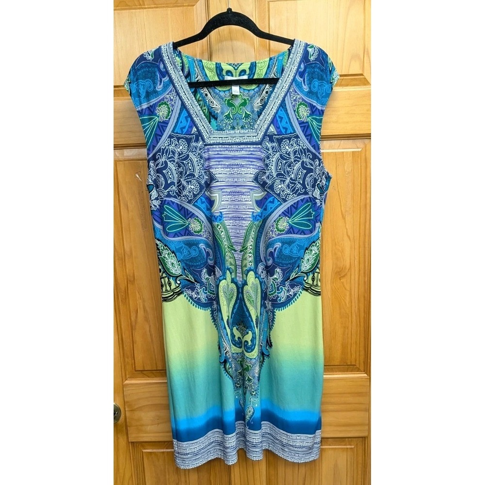 Dress Barn Size 16 Sleeveless Stretch Pullover Dress Sheath Square Neck - Picture 8 of 11